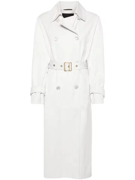 Trencz Moorer z twillu dwurzędowy biały