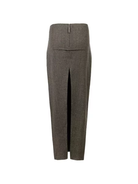 Fustă midi Rick Owens cu talie înaltă gri