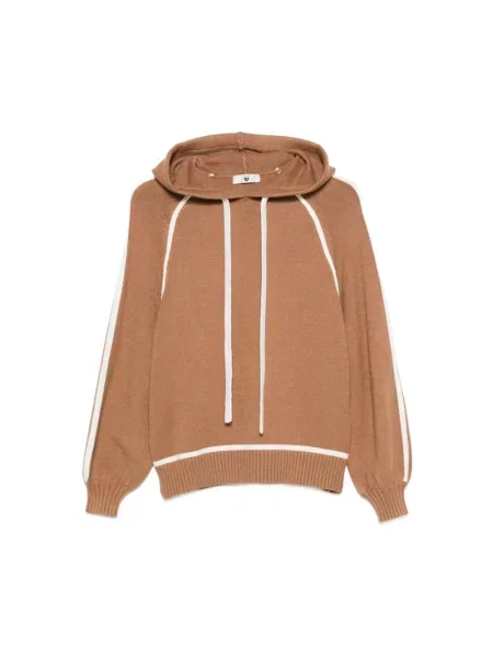 Bluza z kapturem Twinset z kapturem biznesowa brązowa
