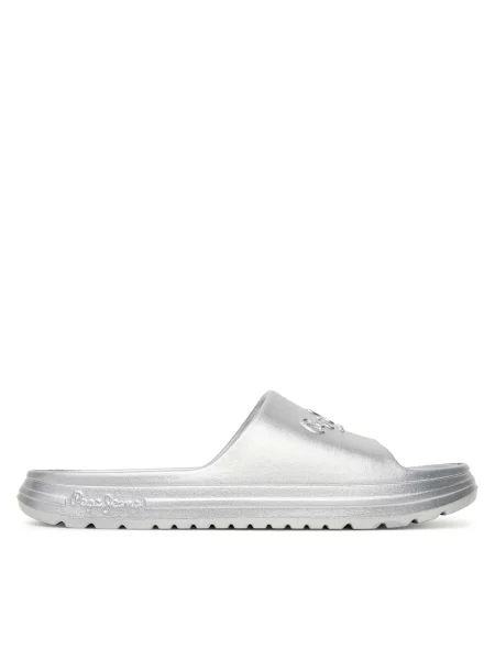 Natikači Pepe Jeans Beach Slidemet srebrna