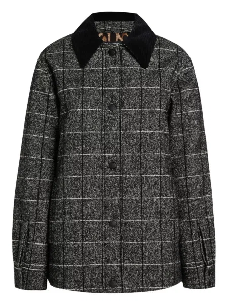 Geacă Dolce & Gabbana de catifea cord în carouri negru