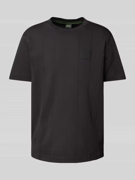 T-shirt z naszywką z logo model ‘DropNeedle’ Boss Green czarna