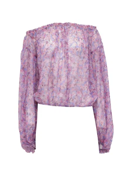 Top Caroline Constas cu model floral cu imagine violet