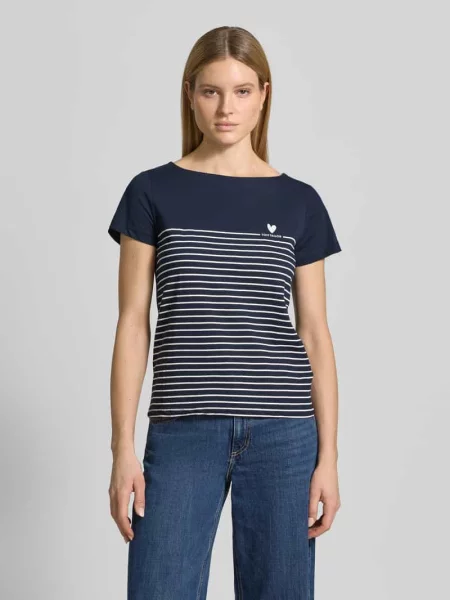 T-shirt o kroju regular fit z czystej bawełny Tom Tailor granatowa
