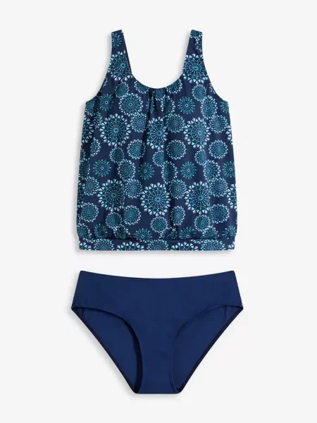 Tankini oversize komplet 2 cz. z szerokimi ramiączkami niebieski