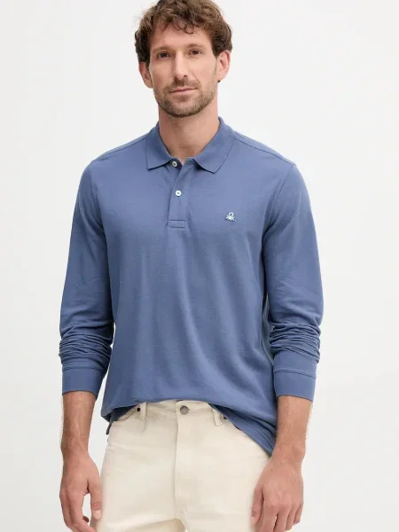 Majica z dolgimi rokavi United Colors of Benetton modra