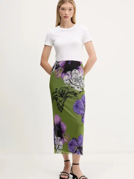 Спідниця Desigual TULLEFLOWERS maxi пряма зелений