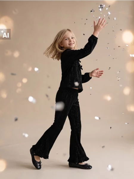 Sinsay Komplet: halenka a kalhoty s metalickou nití černá