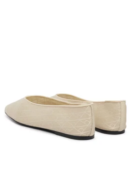 Balerinke Calvin Klein Square Ballerina Aop Mesh Écru bež