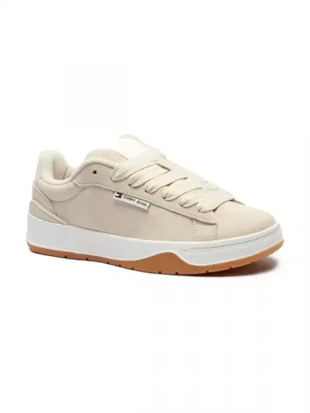 Tommy Jeans Bőr sneakers tornacipő bézs