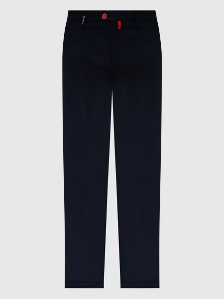 Шерстяные брюки Kiton с вышивкой синие
