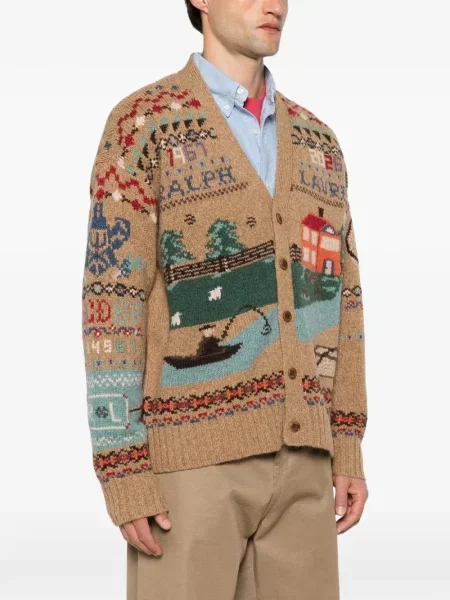 Πλεκτό polo Polo Ralph Lauren με λαιμόκοψη v μπλε