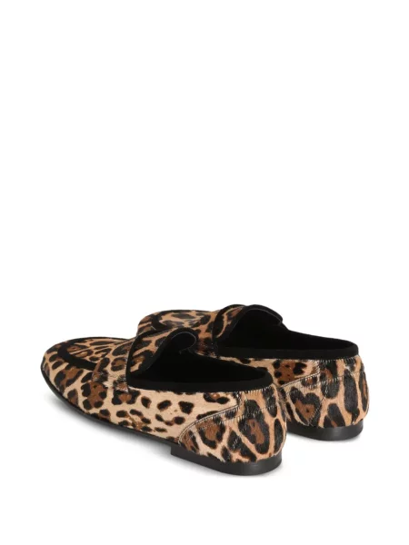 Pantofi loafer Dolce & Gabbana cu imagine cu model leopard maro