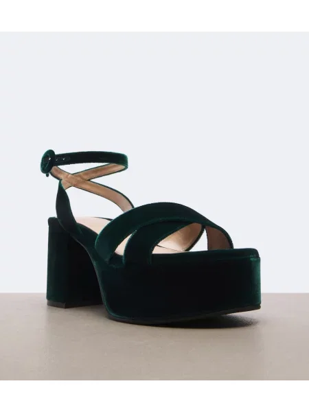 Sandale Gianvito Rossi de catifea cu platformă verde