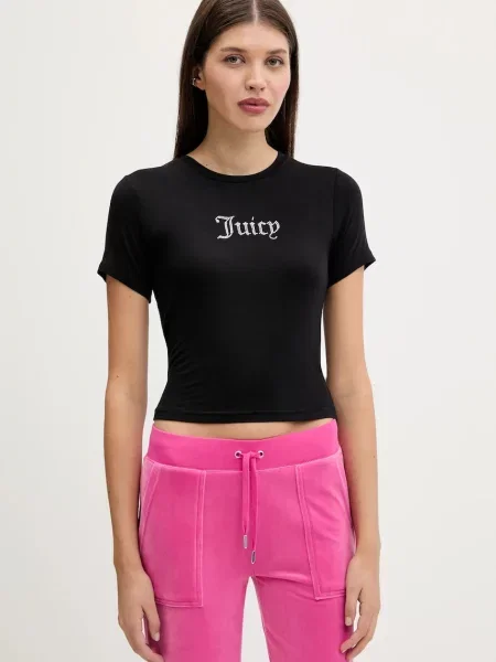 Kratka majica Juicy Couture SHEER FITTED TEE črna