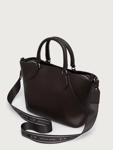 Shopperka Armani Exchange skórzana brązowa