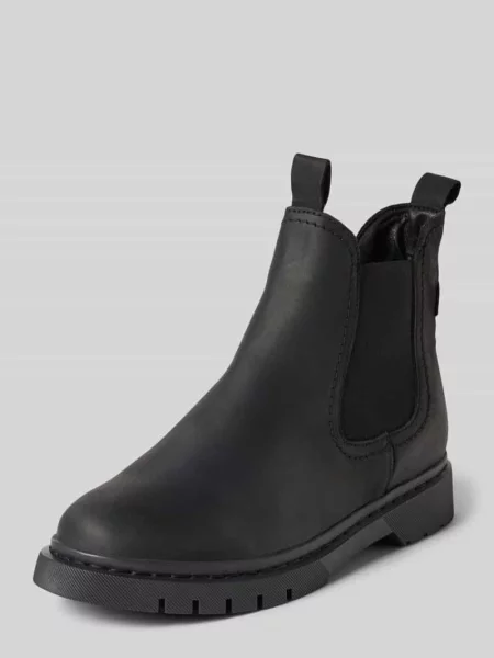 Buty chelsea ze skóry wołowej nappa Tamaris czarne