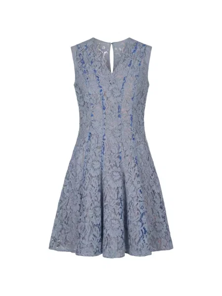 Rochie mini Valentino Garavani fără mâneci cu model floral din dantelă albastru