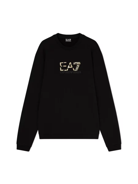 Emporio Armani Bluzy Mężczyzna L Felpa girocollo Premium Label in cotone Ea7 Emporio Armani czarny