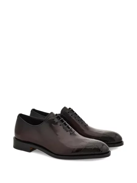 Oxford Ferragamo cu imagine din țesătură twill maro