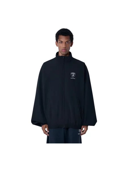 Lniana kurtka Balenciaga z logo czarna