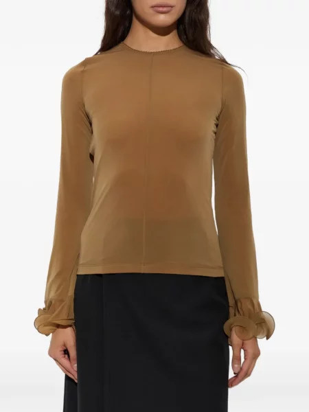Lung top Moschino cu volane maro
