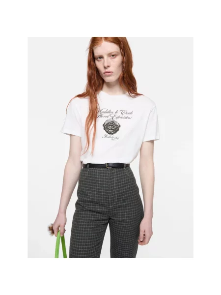 Koszulka Acne Studios z nadrukiem z dżerseju biała