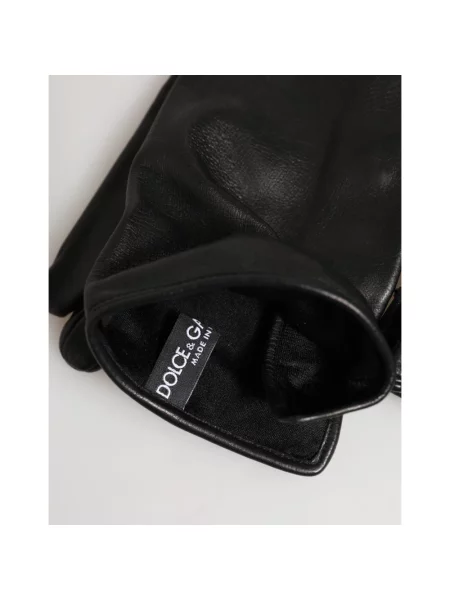 Rękawiczki Dolce And Gabbana skórzane czarne