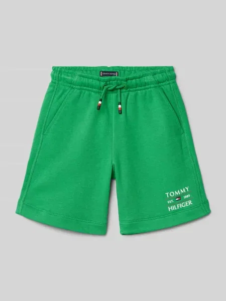 Szorty z dzianiny dresowej z wpuszczanymi Tommy Hilfiger Teens zielone