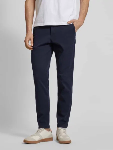 Chinosy o kroju slim fit z mieszanki bawełny model MILES' Selected granatowe