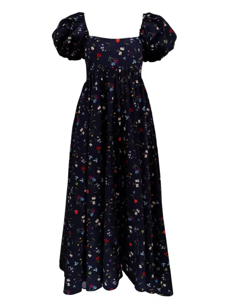 Sukienka midi Azeeza w kwiatki do kolan garniturowa niebieska