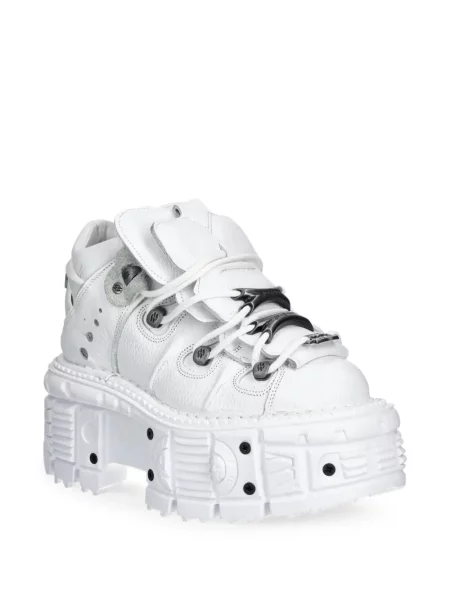 Sneakerși New Rock cu șireturi cu platformă din dantelă alb