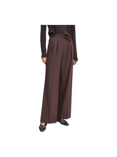 Spodnie Miles bordowy szerokie high waist brązowe