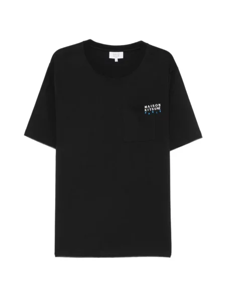 Tricou Maison Kitsune cu imagine negru