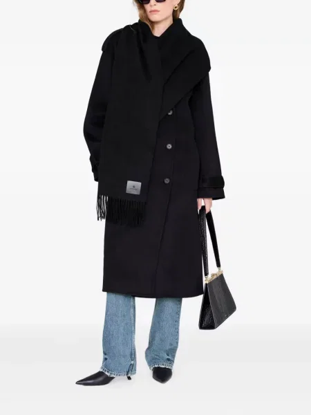 Fular Anine Bing cu franjuri de lână negru