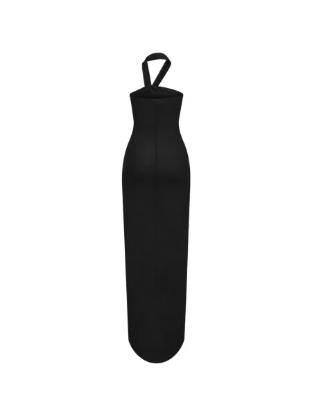 Rochie Amen asimetrică drapată cu gât halter negru