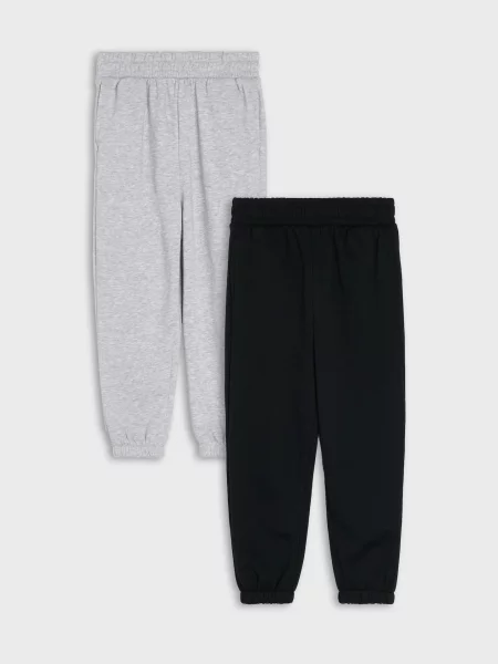 Sinsay Oversize tepláky jogger s počesanou podšívkou 2 ks černá