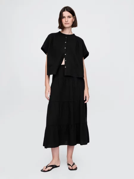 Maxi fusta maxi Gap din muselină negru