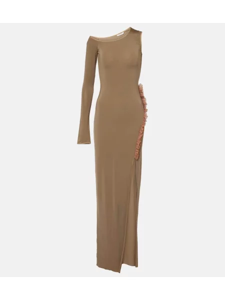 Rochie maxi Nensi Dojaka cu volane de costum verde