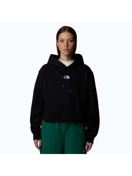 The North Face bluza Essential Crop Hoodie z kapturem z aplikacją czarny