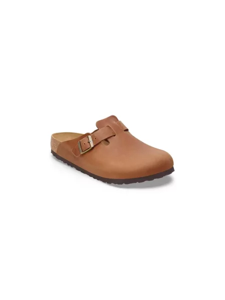 Klapki BIRKENSTOCK Boston LEOI Narrow cognac brązowe