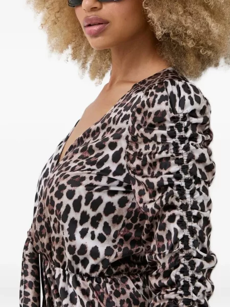 Rochie mini Notes Du Nord cu imagine cu model leopard de costum roșu