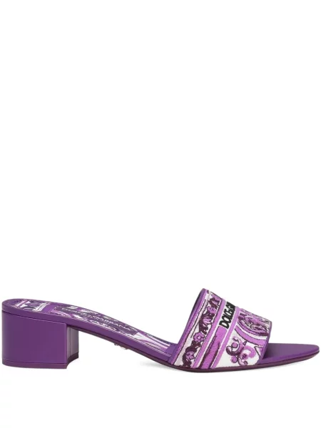 Papuci tip mules Dolce & Gabbana din jacard violet