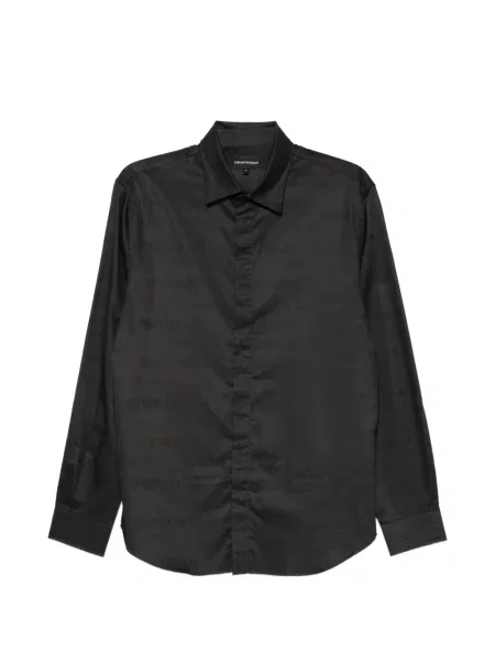 Μακρύς πουκάμισο Emporio Armani ζακάρ με αυτόγραφο μαύρο