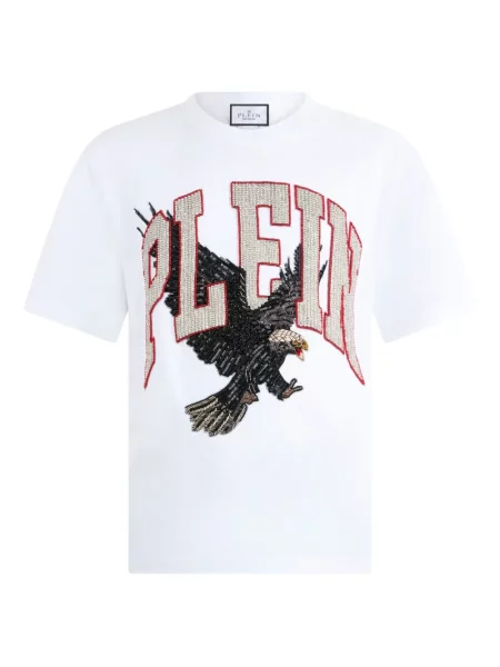 Tricou Philipp Plein cu decolteu rotund alb
