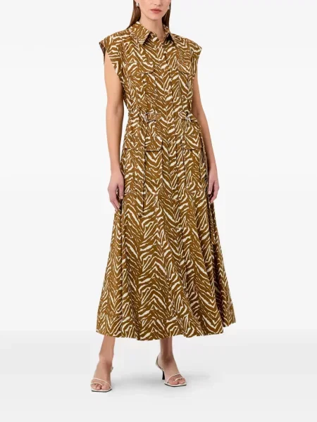Rochie midi Nicholas cu imagine cu model zebră maro