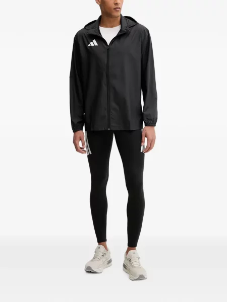 Ριγέ τρέξιμο μπουφάν Adidas με αυτόγραφο καφέ