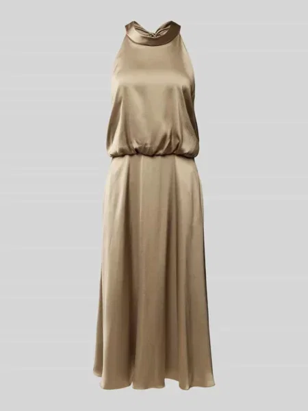 Sukienka koktajlowa z wiązaniem na szyi V By Vera Mont zielona