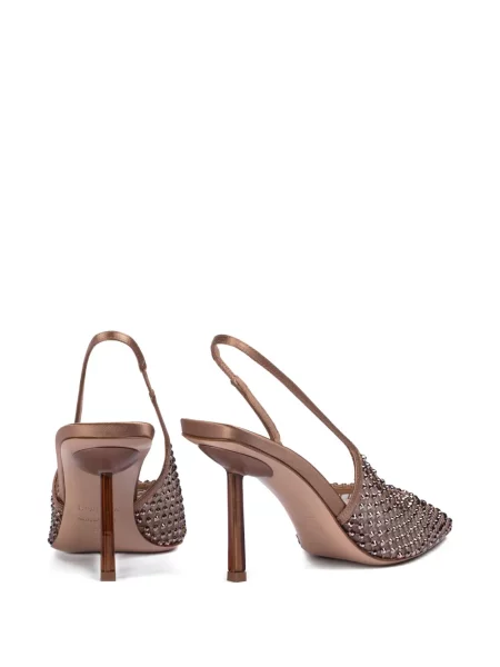 Pantofi cu toc Le Silla slingback de cristal maro