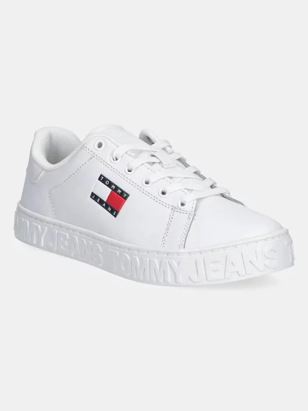 Кожени маратонки Tommy Jeans TJW LOGO SNEAKER ESS бяло